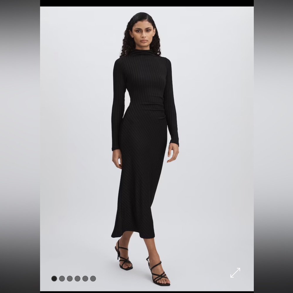 Good American Rib Knit Midi Dress - Size S - Black - Gorgeous!
